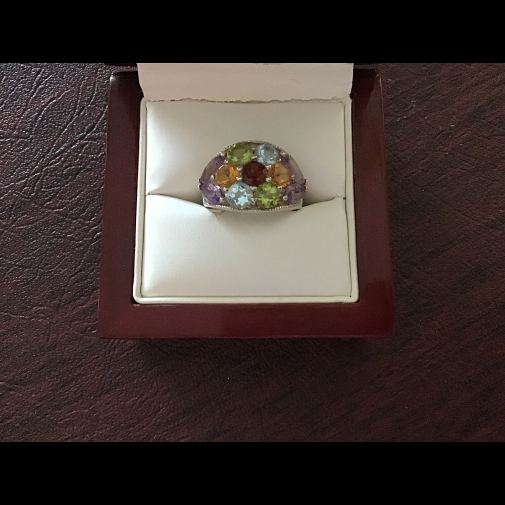 Sterling Silver Multi Gemstone Ladies Ring